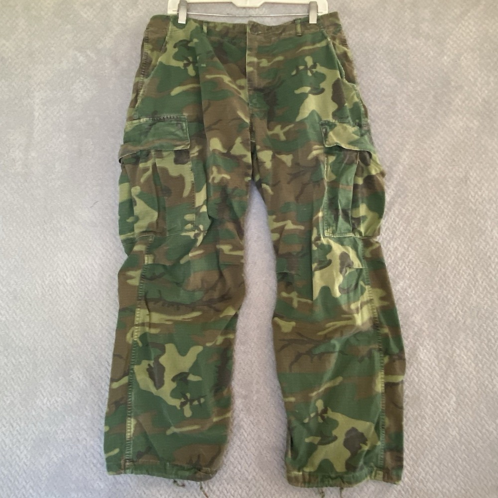 Vintage US ARMY‎ 70s ERDL Mens Pants Sz 34x29 Cargo And Slash Pockets
